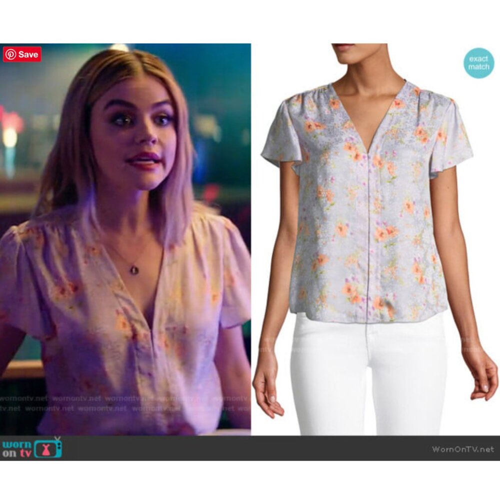 Rebecca Taylor | 100% Silk Lavender Emilia Floral Short Sleeve Blouse Top | Size